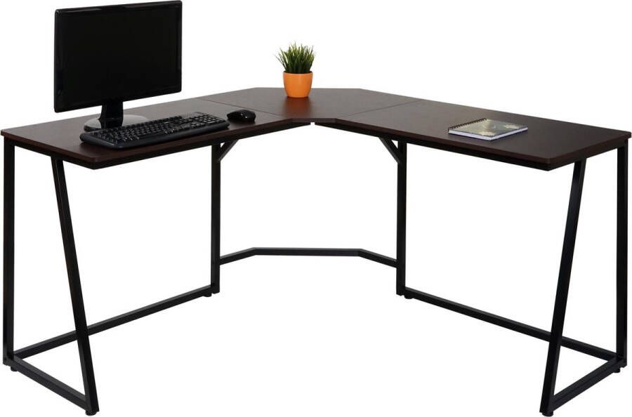 Cosmo Casa Hoekbureau Praktisch Stabiel Tijdloos Donkerbruin 76x196x110cm