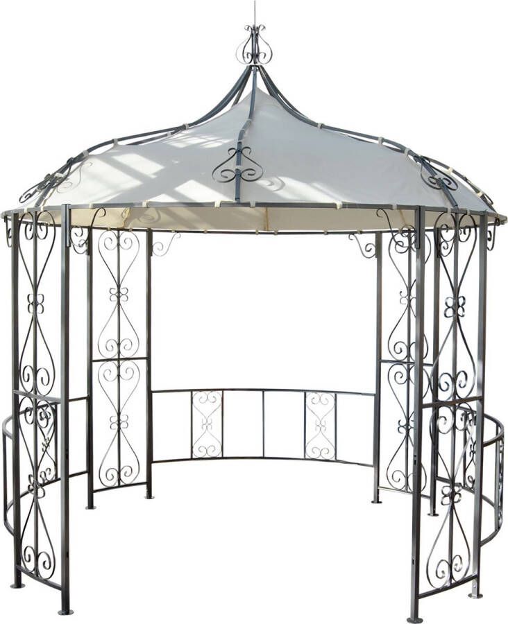 Cosmo Casa Pergola Almeria- Round pavilion garden pavilion- Sturdy steel frame Ø 3m Cream