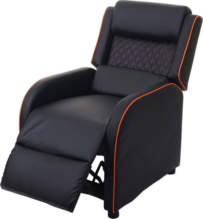 Cosmo Casa Relaxfauteuil Comfort en Modern Design Kunstleer Functioneel Zwart Oranje