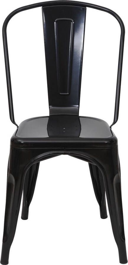 Cosmo Casa Stoel Bistrostoel stapelbare stoel- Metalen industrieel ontwerp stapelbaar -Zwart