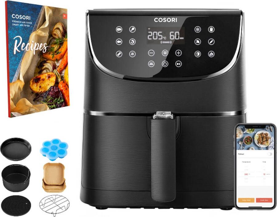 Cosori Airfryer XL 5.5L – App Connected met Accessoire set Heteluchtfriteuse Zwart