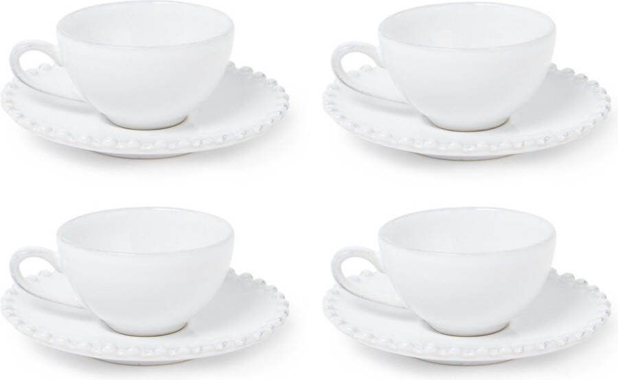 Costa Nova Casafina koffiekop en schotel PEARL set van 4 0 09L wit