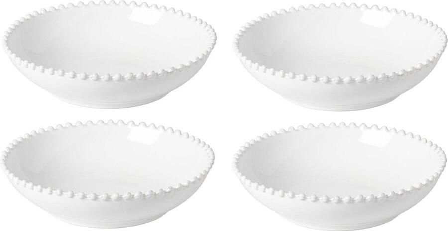 Costa Nova aardewerk diep bord 23 cm Pearl Wit set van 4