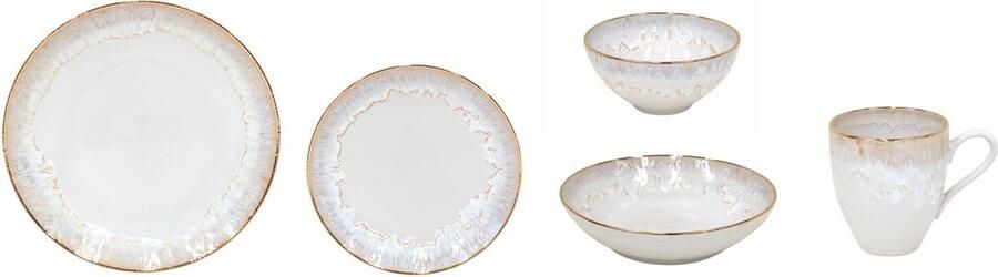 Costa Nova servies Taormina wit met gouden rand set 5 delig dinerbaard diepbord ontbijtbord kom beker