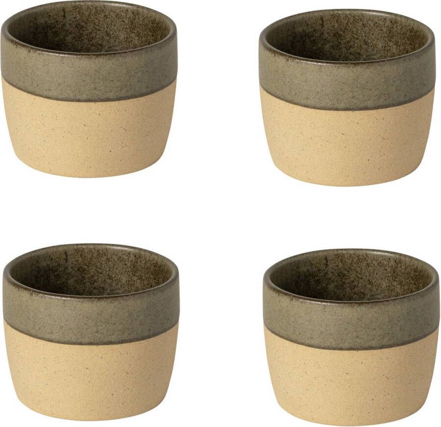 Costa Nova koffiekopje kop Olijf Groen set van 4 handgemaakt in Portugal 20 CL H 6.6 CM