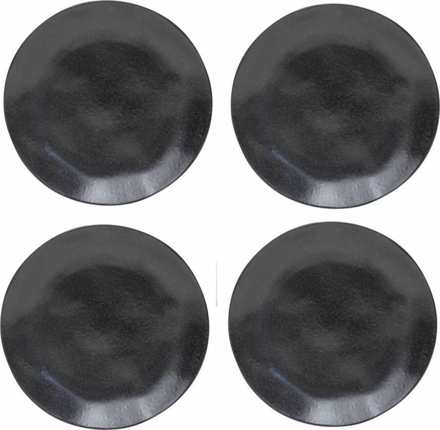 Costa Nova livia zwart ontbijtbord aardewerk 21 cm set van 4 H 2.6 cm