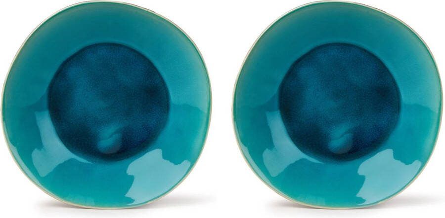 Costa Nova Rivièra servies Azur diep bord 25 cm Turquoise set van 2
