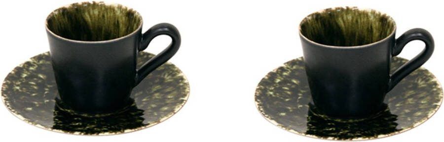 Costa Nova Riviera servies thee kop en schotel Forets donkergroen 8.7 cm set van 2
