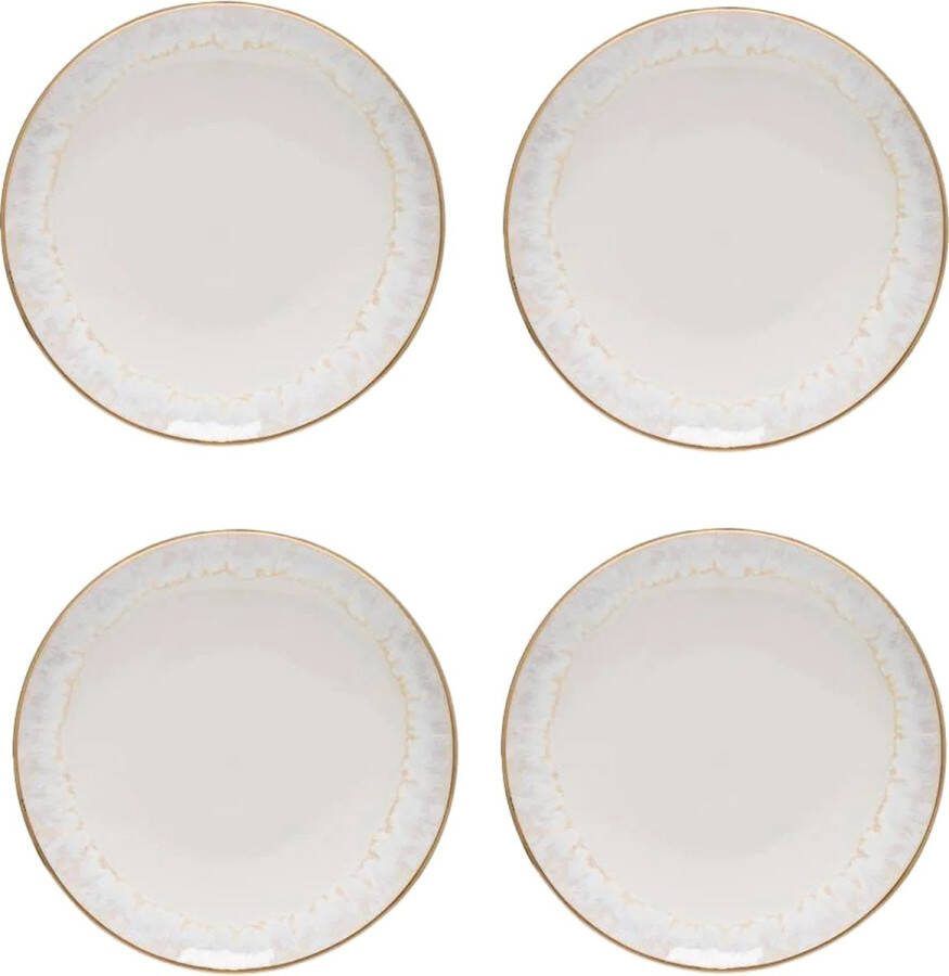 Costa Nova servies broodbord gebaksbord Taormina wit aardewerk met gouden rand 16.7 cm set van 4
