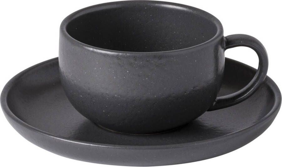 Costa Nova servies kop & schotel Pacifica antraciet 0 22L aardewerk set van 8 H 9 2 cm