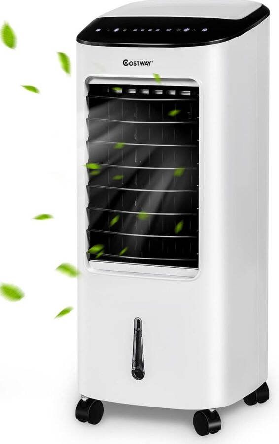 Costway Mobiele Airco voor Slaapkamer Mobiele luchtkoeler met Afstandsbediening Mobiele Airco Zonder Afvoer met 3 snelheden- Wit