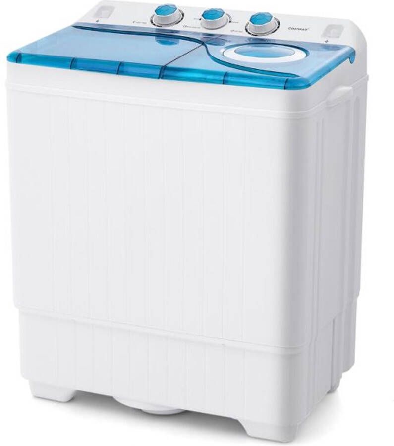 Costway XL Camping wasmachine met Dubbele Trommel 6 5 kg Was & 2 kg Centrifugecapaciteit Blauw Compacte Wasmachine – Studenten Wasmachine