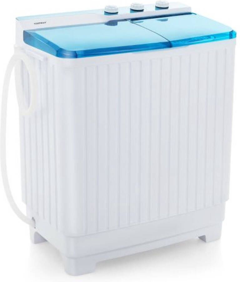 Costway XXL Camping Wasmachine met dubbele trommel 7 5 Kg Was & 3 Kg Centrifugecapaciteit Mini Wasmachine Blauw