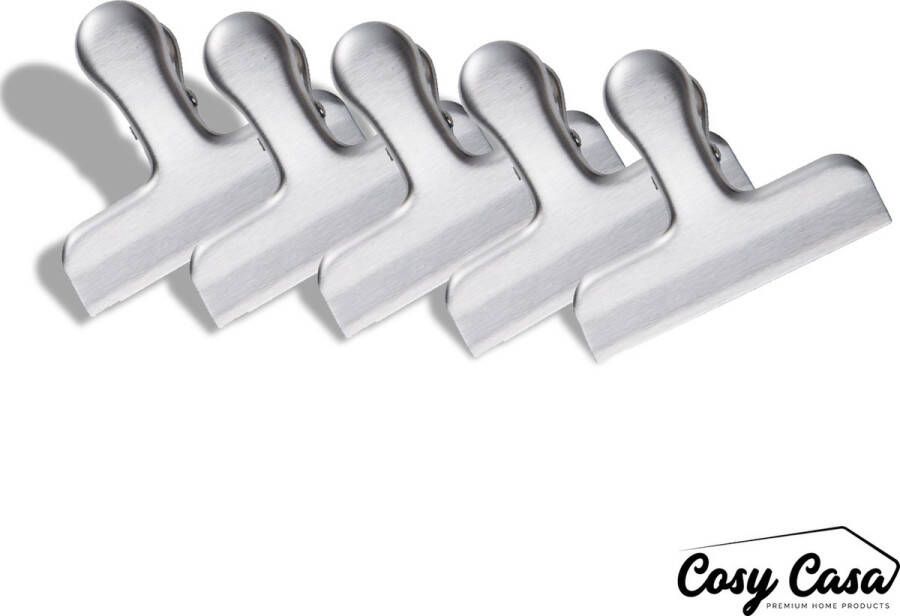 Cosy Casa Bagclip Vershoudclip 5 Stuks Vershoudclips Metaal RVS 8cm breed