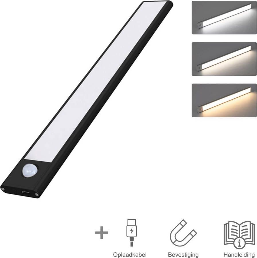 Cosy Casa LED Verlichting Kastverlichting 2 stuks Bewegingssensor Magnetisch 30cm Zwart USB C Sensor Oplaadbaar Binnen Nachtlamp