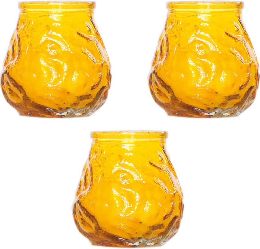 Cosy&Trendy 10x Gele mini lowboy tafelkaarsen 7 cm 17 branduren Kaars in glazen houder Horeca tafel bistro kaarsen Tafeldecoratie Tuinkaarsen