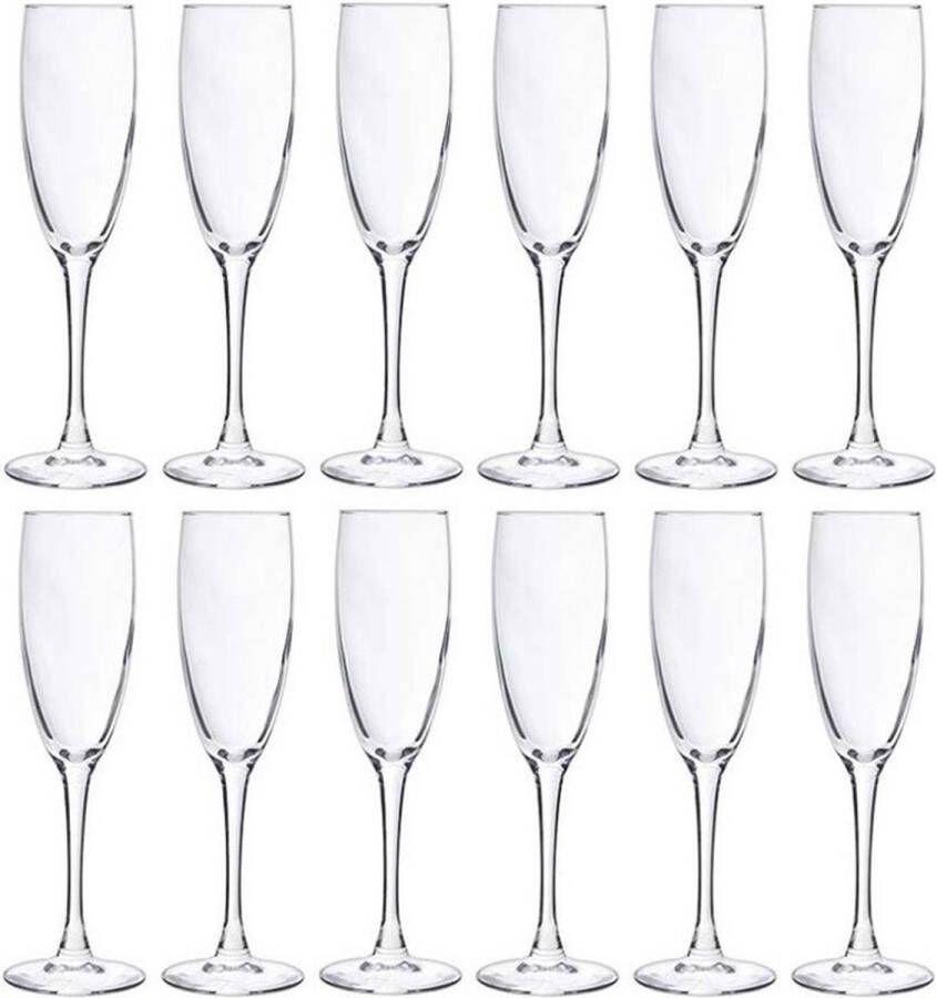 Cosy&Trendy 12x Champagneglazen flutes 190 ml 19 cl Champagne glazen Champagne drinken Champagneglazen van glas