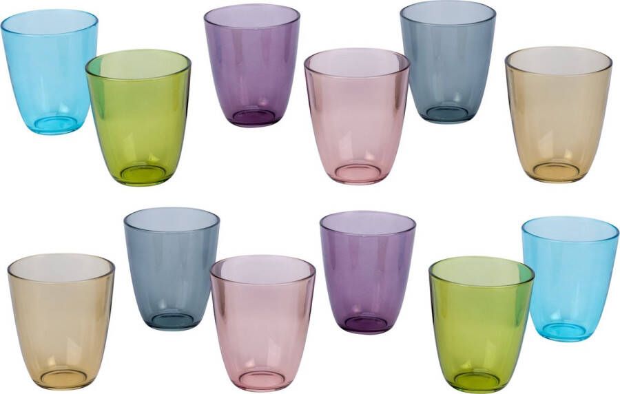 Cosy&Trendy 12x Moments Streetfood Waterglazen Drinkglazen 31 cl Tumbler Gekleurd Multi-Colour