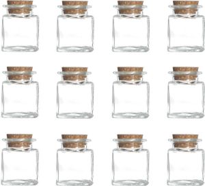 Shoppartners 12x Stuks Voorraadpotjes bewaarpotjes 50 Ml Glas Met Kurken Stop Voorraadpot
