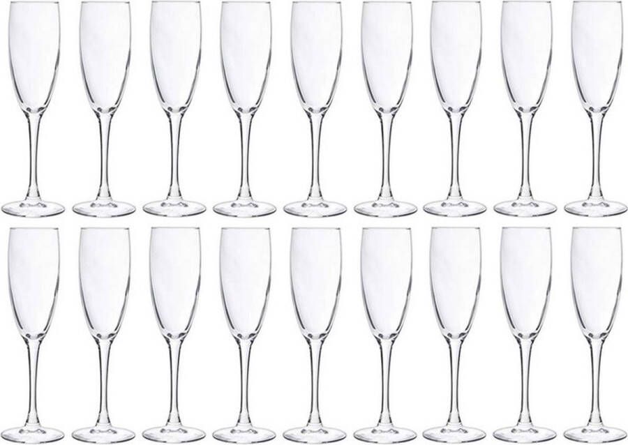 Cosy&Trendy 18x Champagneglazen flutes 190 ml 19 cl Champagne glazen Champagne drinken Champagneglazen van glas