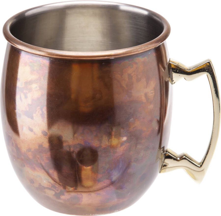 Cosy & Trendy 1x Koperen Moscow Mule drinkbeker antiek met handvat 450 ml Cocktailglazen