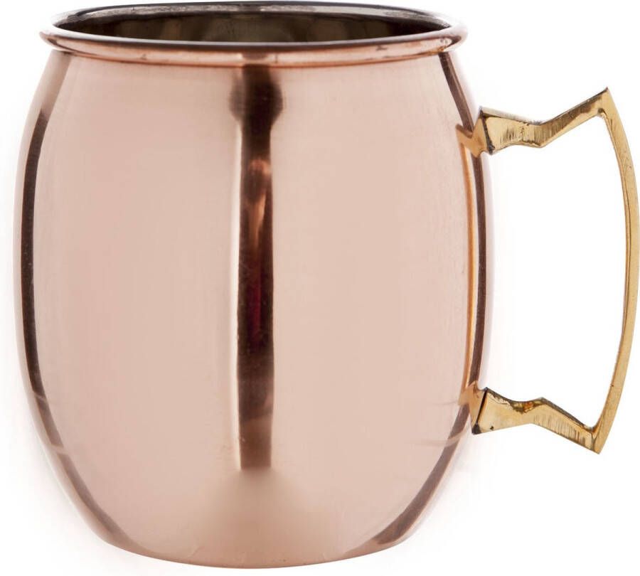 Cosy & Trendy 1x Koperen Moscow Mule beker glas glad met handvat 450 ml Cocktailglazen