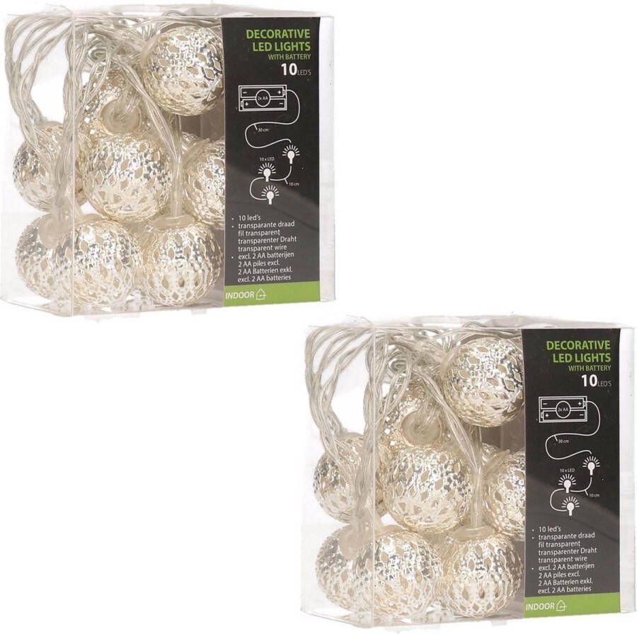 Cosy&Trendy 2x stuks kerstverlichting kerstballen slingers met LED licht 90 cm Kerstlampjes kerstlichtjes lichtslingers met kerstballen