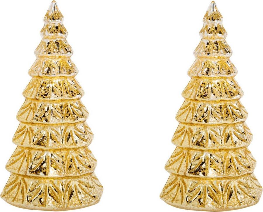 Cosy&Trendy 2x stuks led kaarsen kerstboom kaars goud D10 x H23 cm Woondecoratie Elektrische kaarsen Kerstversiering