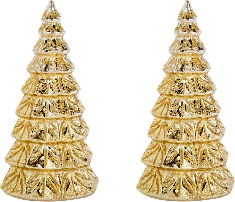 Cosy&Trendy 2x stuks led kaarsen kerstboom kaars goud D9 x H19 cm Woondecoratie Elektrische kaarsen Kerstversiering