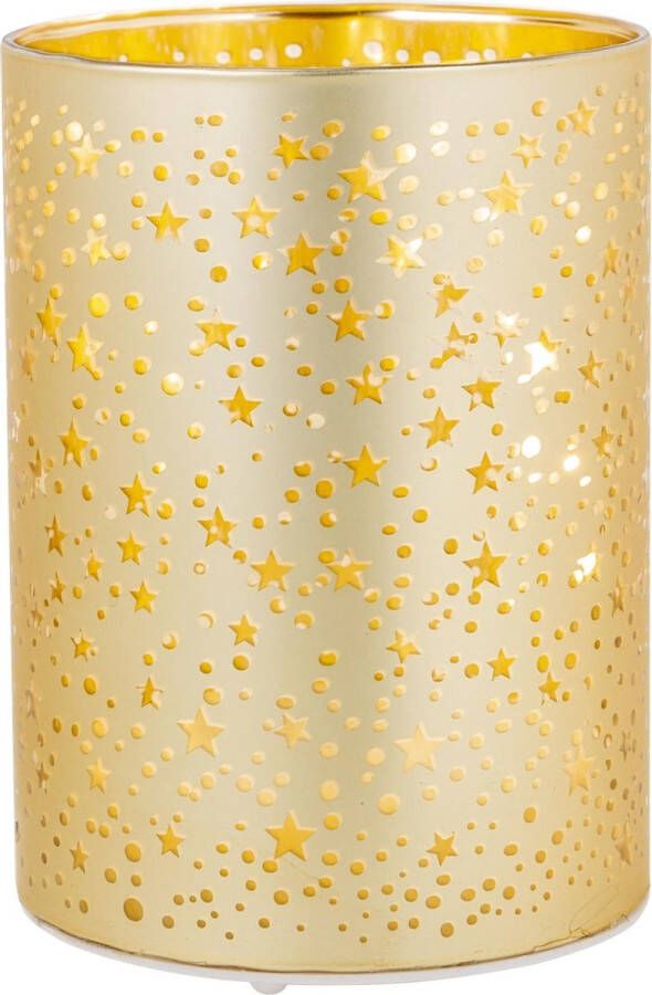 Cosy&Trendy 2x stuks led kaarsen sterren kaars goud D9 x H12 cm Woondecoratie Elektrische kaarsen Kerstversiering