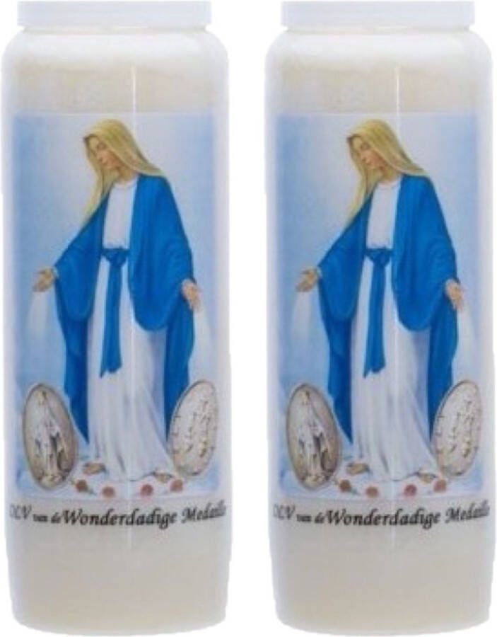 Cosy&Trendy 2x stuks maria kaarsen in houder 9 dagen brander 18 cm Religieus thema