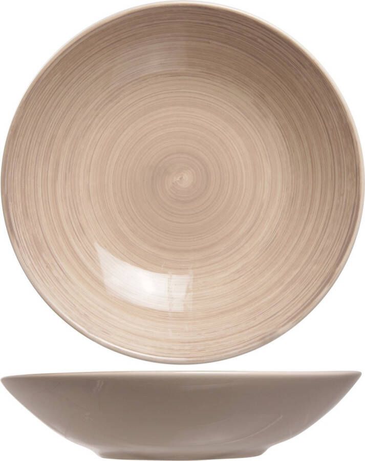 Cosy & Trendy 2x stuks ronde diepe borden soepborden Turbolino beige bruin 21 cm Diepe borden