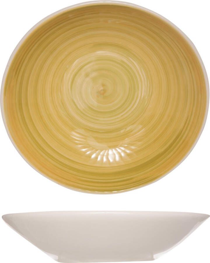 Cosy&Trendy 2x stuks ronde diepe borden Turbolino geel 21 cm Soepborden pastaborden