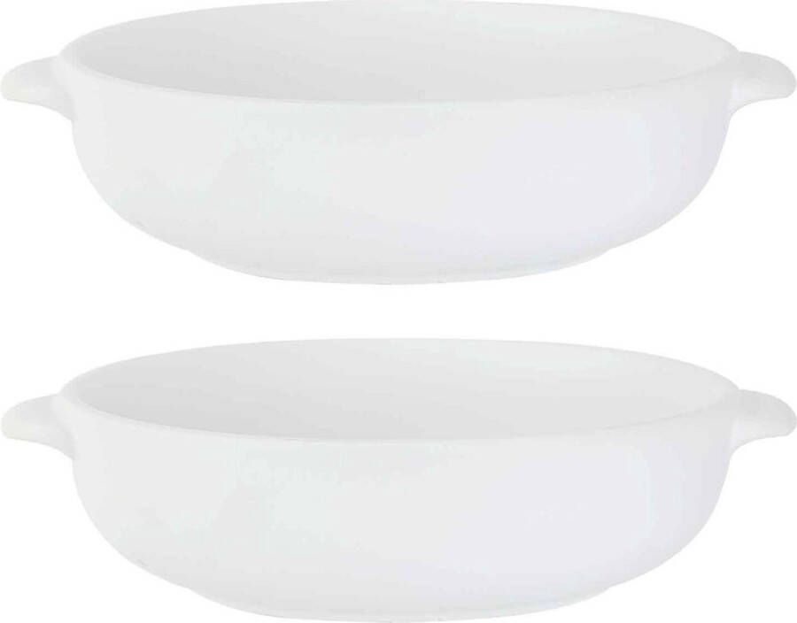 Cosy&Trendy 2x Witte serveerschalen van porselein 19 5 cm rond Keuken kookbenodigdheden Tafel dekken Serveerschalen Salade serveren Saladeschaaltjes