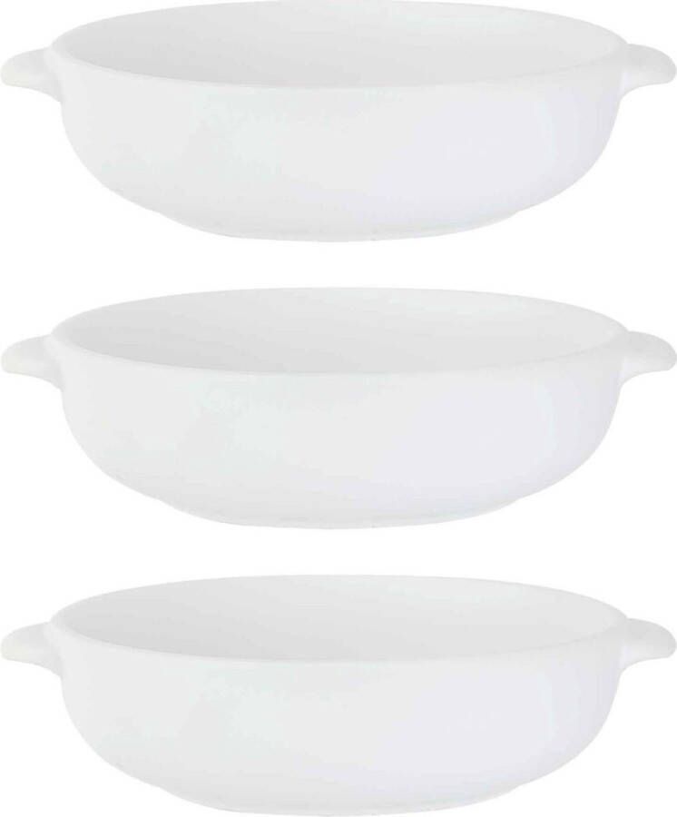 Cosy&Trendy 3x Witte serveerschalen van porselein 19 5 cm rond Keuken kookbenodigdheden Tafel dekken Serveerschalen Salade serveren Saladeschaaltjes