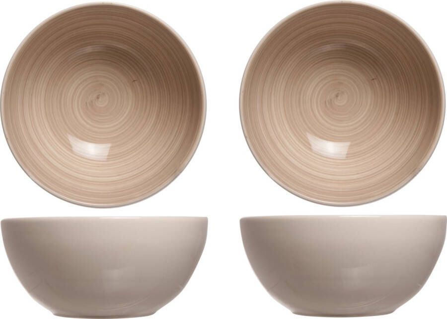 Cosy&Trendy 4x stuks rond schaaltjes kommetjes Turbolino beige bruin van aardewerk 14 5 cm Ontbijt dessert schaaltjess