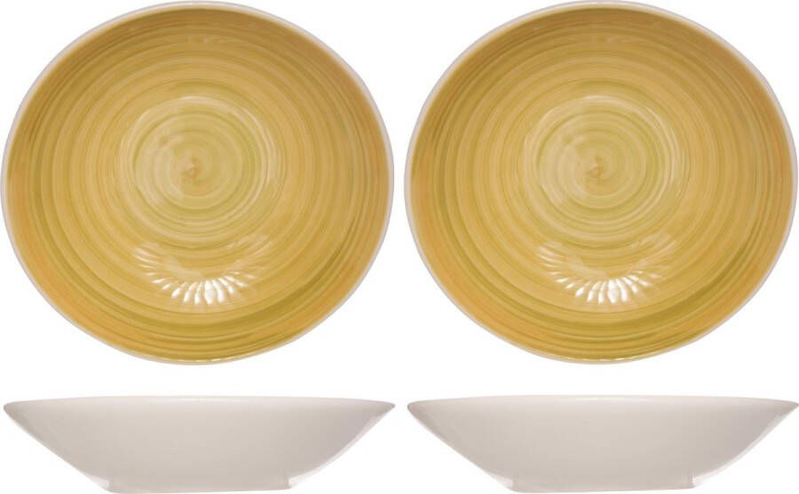 Cosy & Trendy 4x stuks ronde diepe borden soepborden Turbolino geel 21 cm Diepe borden