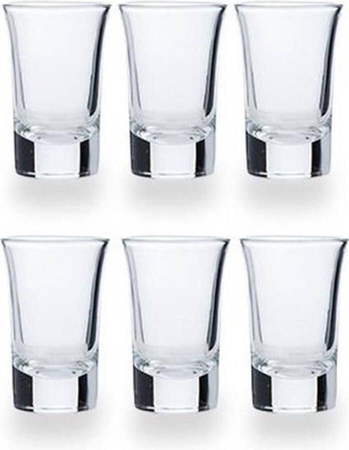 Cosy & Trendy 6x Shotglaasjes borrelglazen inhoud 35 ml van glas Shotglazen