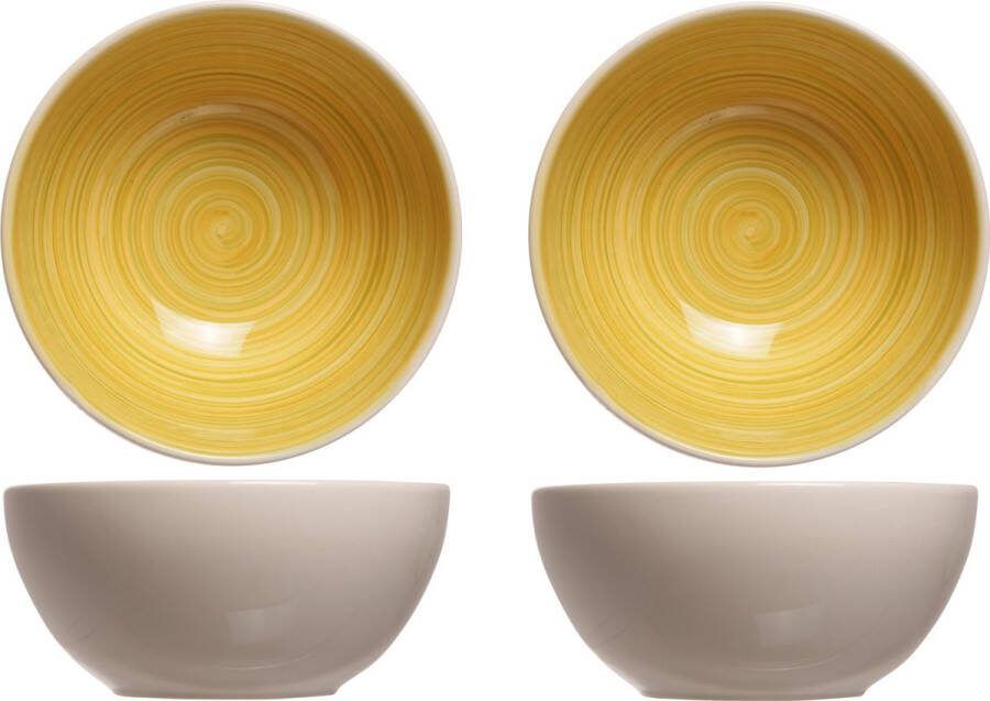 Cosy&Trendy 6x stuks rond schaaltje kommetje Turbolino geel van aardewerk 14 5 cm Ontbijt dessert schaaltjes
