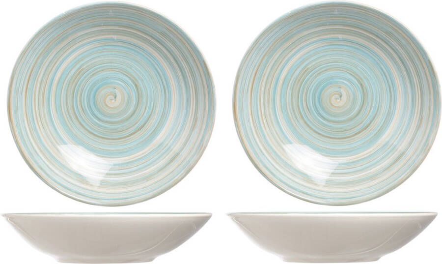 Cosy & Trendy 6x stuks ronde diepe borden soepborden Turbolino blauw 21 cm Diepe borden