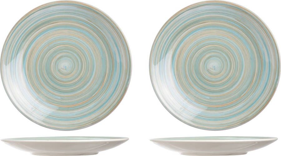 Cosy&Trendy 8x stuks ontbijt dessert bordje Turbolino blauw 22 cm Ontbijtborden Dessertborden