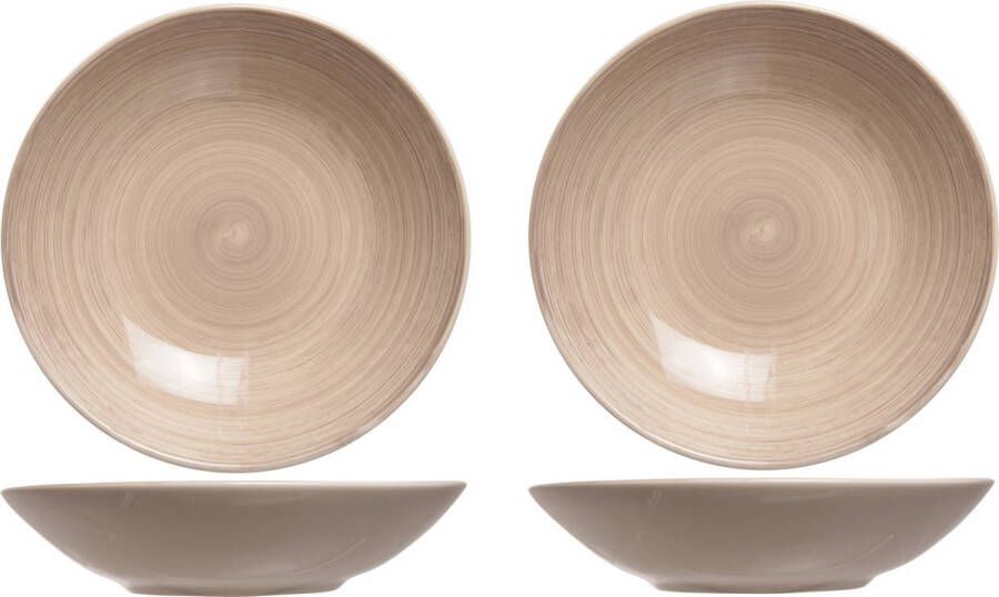Cosy&Trendy 8x stuks ronde diepe borden Turbolino bruin 21 cm Soepborden pastaborden