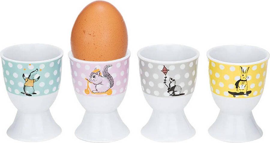 Cosy&Trendy Animal eierdop Ø 4 8 cm Set-4