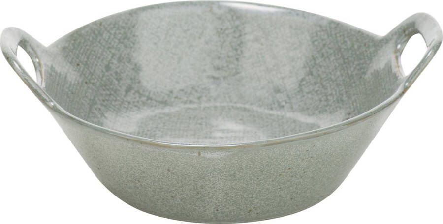 Cosy&Trendy ASMARA GREEN-GREY SCHAALTJE D16-18CM H4.8CM MET 2 GREPEN