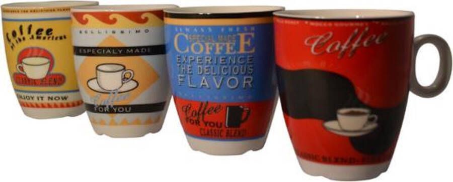 Cosy&Trendy Brasil Kleurrijke Koffiekopjes 4 stuks 160 ml