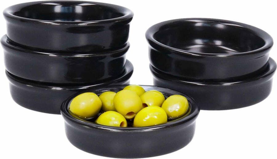 Cosy&Trendy 18x Creme brulee mini schaaltjes bakjes zwart 7 5 cm van aardewerk 80 ml Tapas schaaltjes