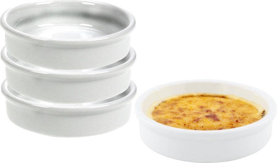 Cosy&Trendy Cosy & Trendy Creme brulee schaaltjes 8x porselein wit dia 12 cm Hapjes schaaltjes Tapas schaaltjes