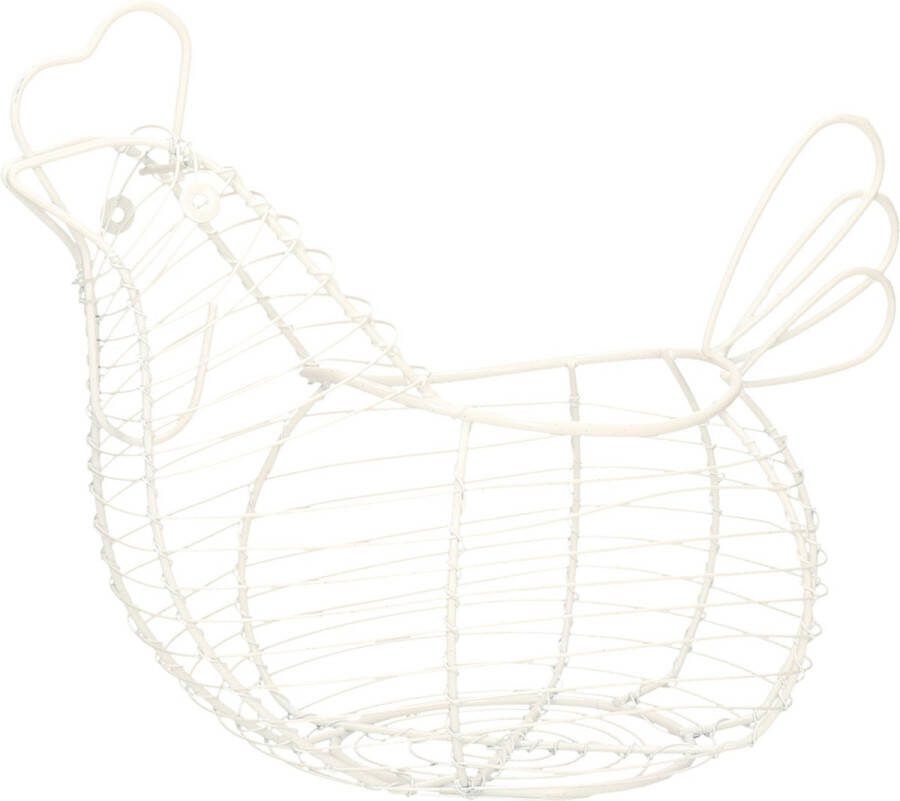 Cosy&Trendy Cosy & Trendy Eiermand kip vorm wit metaal 15 x 32 x 25 cm draadmand eierhouder