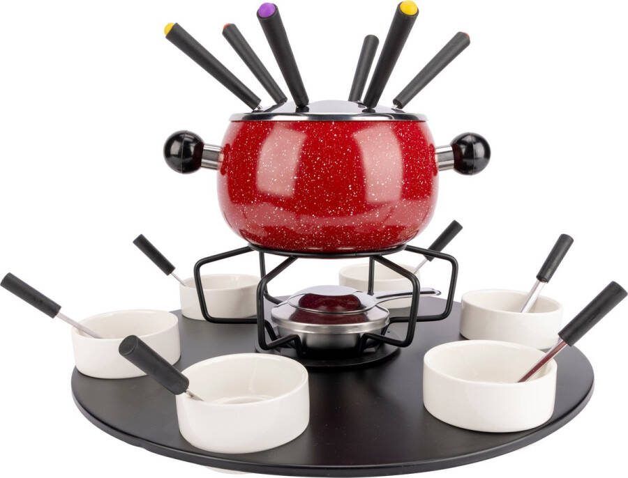 Cosy&Trendy Fondue set met 6 vorken Emaille Ø 16cm