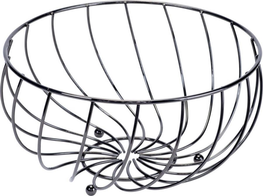 Cosy & Trendy Metalen fruitmand fruitschaal zwart rond 28 x 14 cm Fruitschalen